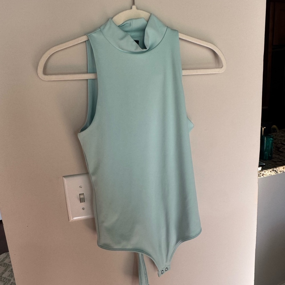 Express Light Blue Bodysuit Mockneck